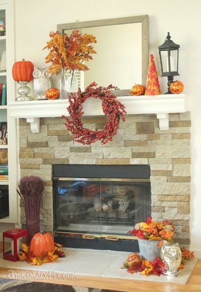 Metallic fall mantel ideas