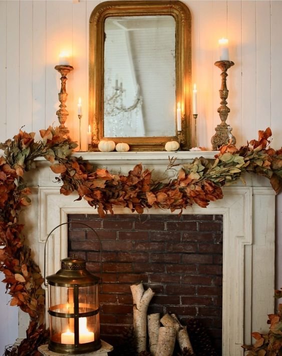 fall mantel candles