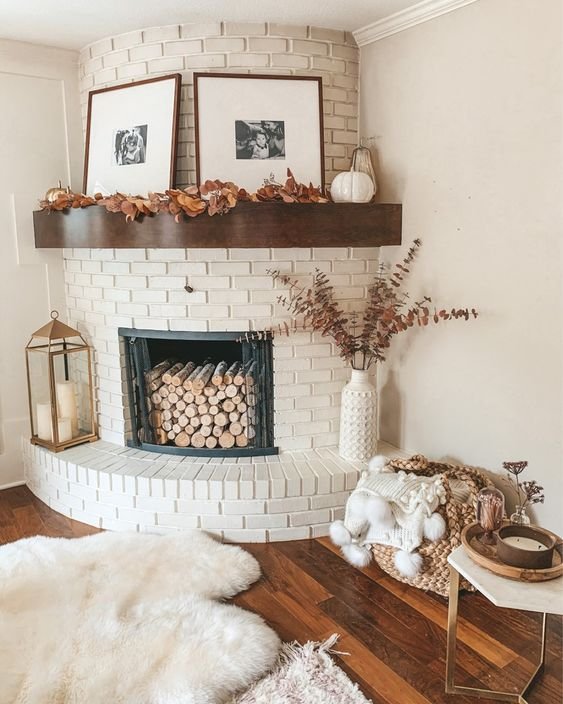 modern fall mantel decor