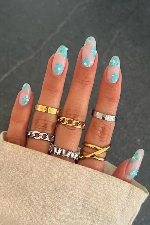 short floral summer nails
