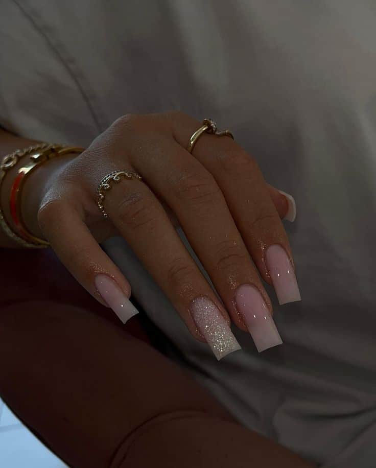 Sparkling Glitter Ombre Valentines Day nail ideas