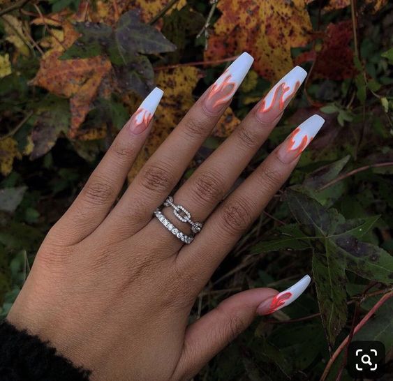 flame nails valentines day nails